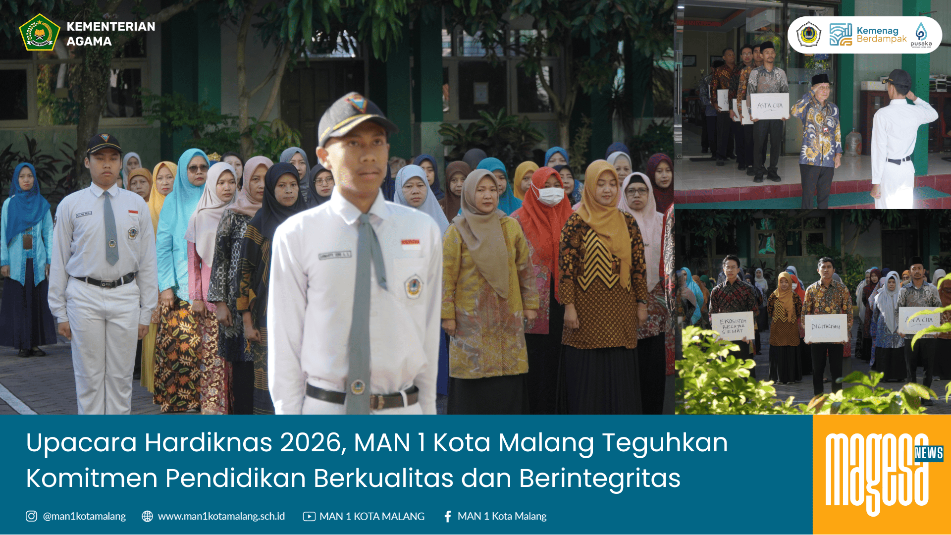 Upacara Hardiknas 2026, MAN 1 Kota Malang Teguhkan Komitmen Pendidikan Berkualitas dan Berintegritas