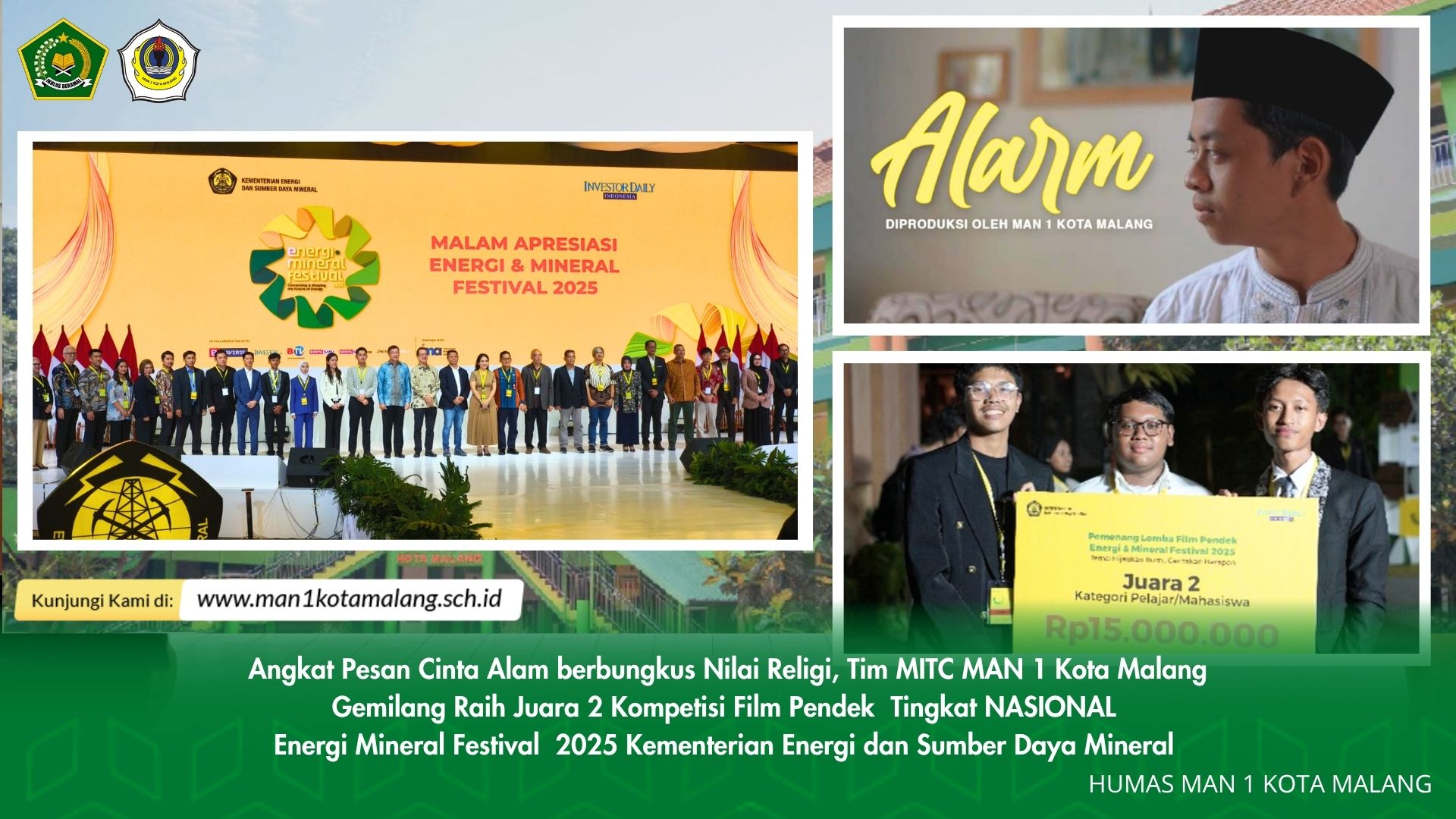 Film "Alarm" MAN 1 Kota Malang Sabet Juara 2 Nasional di Energi dan Mineral Festival 2025